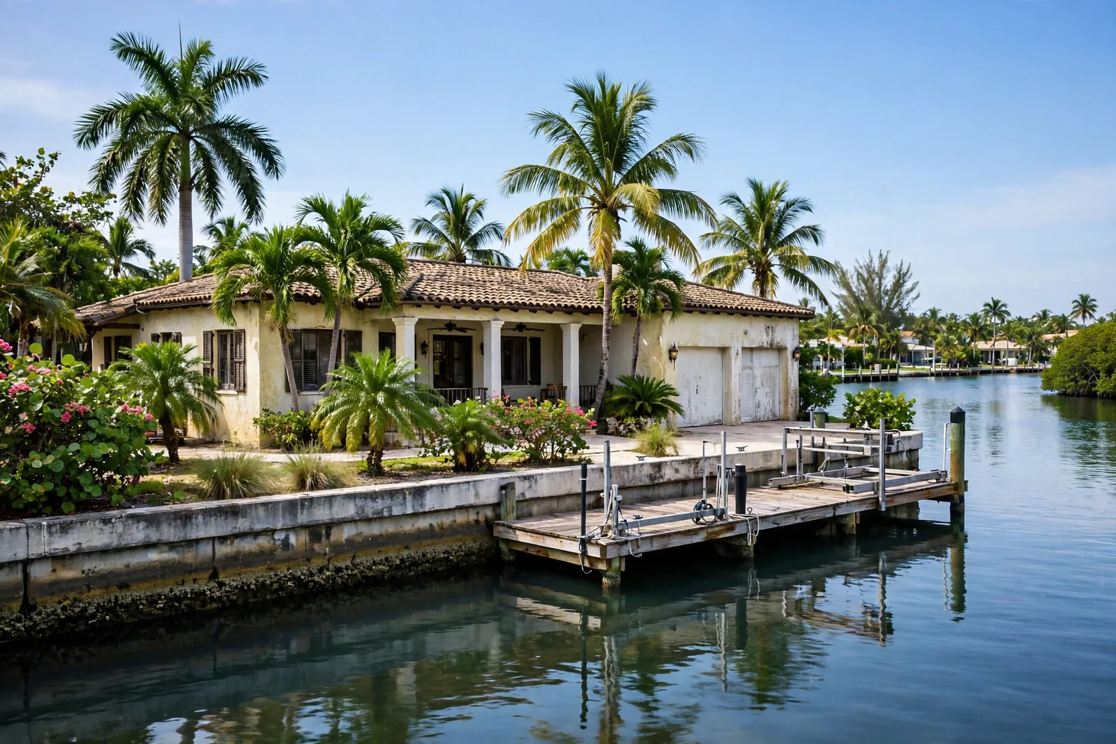 Canal-front home with a dock in Boca Harbour, Boca Raton