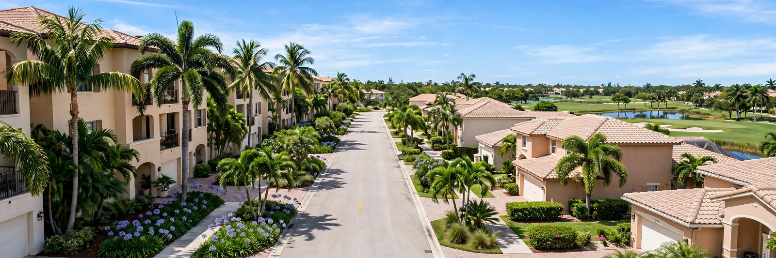 Villas and homes near the golf course in Boca Pointe, Boca Raton