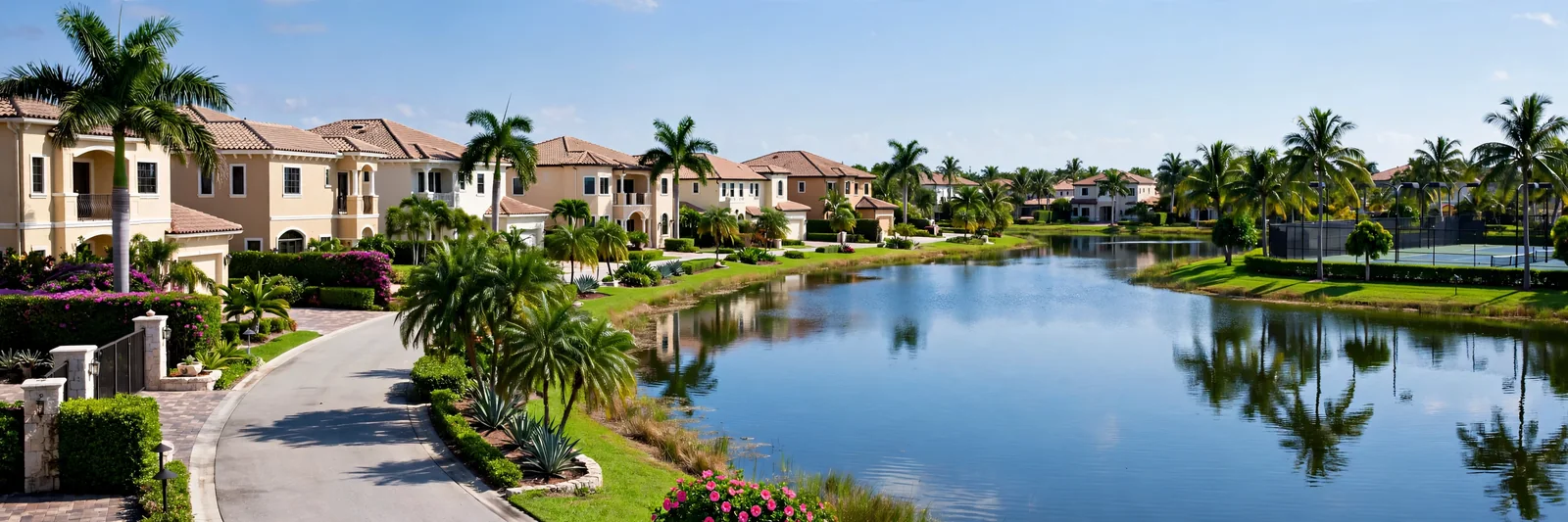 Lakefront homes in the gated Mission Bay community in Boca Raton